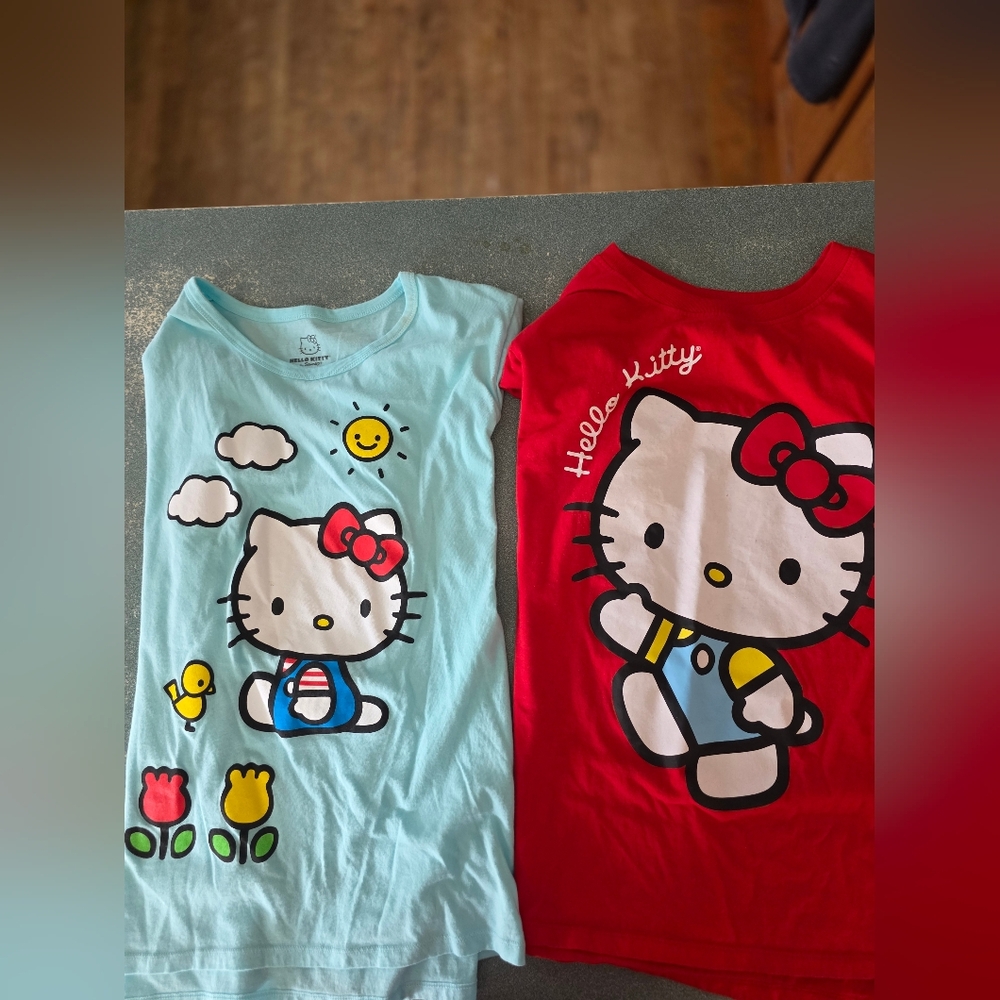 Hello Kitty Short Sleeve Tees - Red and Light Blue